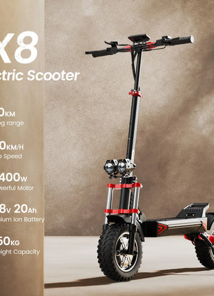 Monopattino elettrico iScooter iX8 2400W per adulti, 48V 20Ah, pneumatici fuoristrada da 12 pollici, pieghevole per il trasporto urbano, E-Scooter