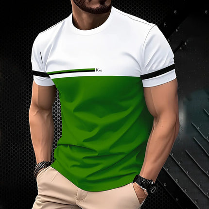 New Fashionable 3D Simple Striped Printed T-shirt For Men Urban Fashion Harajuku Round-neck Short-sleeved Comfortable Large Tops