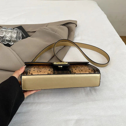 New Ladies Metal Buckle Simple Fashion Shoulder Bag Party Commuting Bag Women Luxury Brand Design PU Leather Bag PlatiNum