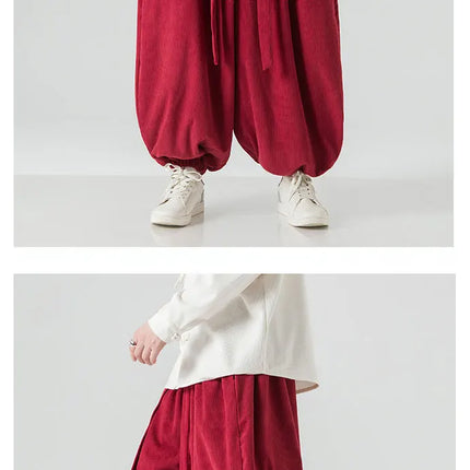 Pantaloni di velluto a coste da uomo autunno inverno pantaloni larghi casual oversize da uomo streetwear moda Harajuku donna pantaloni in vita elastica da uomo