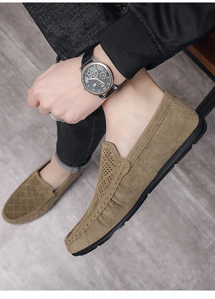 STRONGSHEN scarpe da uomo Casual Luxury Brand Slip on mocassini vuoti in pelle scamosciata mocassini da uomo estate traspirante scarpe da guida da uomo italiane