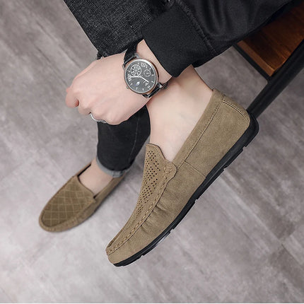STRONGSHEN scarpe da uomo Casual Luxury Brand Slip on mocassini vuoti in pelle scamosciata mocassini da uomo estate traspirante scarpe da guida da uomo italiane
