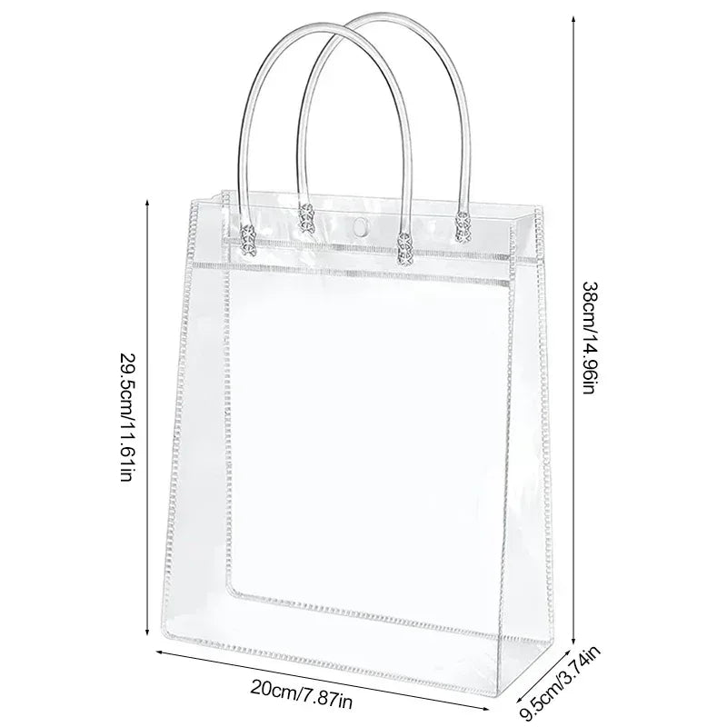 10/20Pcs Transparent Gift Bag with Handle Wedding Birthday Party Candy Gift Packaging Reusable Tote Bag Christmas Baby Shower - PlatiNum