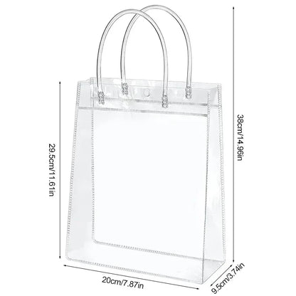 10/20Pcs Transparent Gift Bag with Handle Wedding Birthday Party Candy Gift Packaging Reusable Tote Bag Christmas Baby Shower - PlatiNum