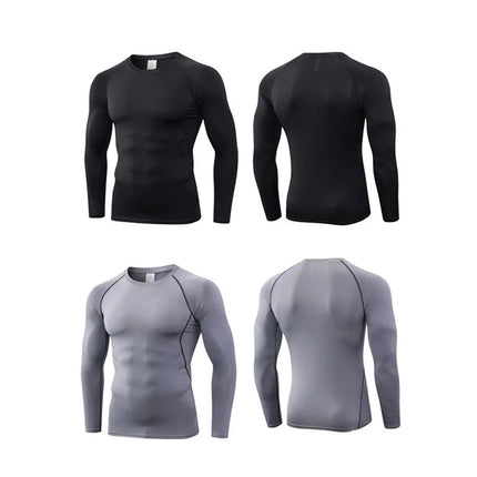 Men's Long Sleeved Sports T-Shirt With High Elasticity And Quick Drying Solid Color Long Sleeves for Autumn Winter PlatiNum