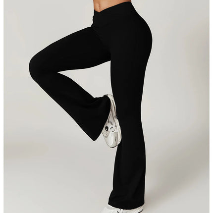 Flare Leggings Yoga Pants Women Bell-bottoms Yoga Tights High Waist Fitness Pants Stretch Gym Workout Sports Push Up Leggings PlatiNum