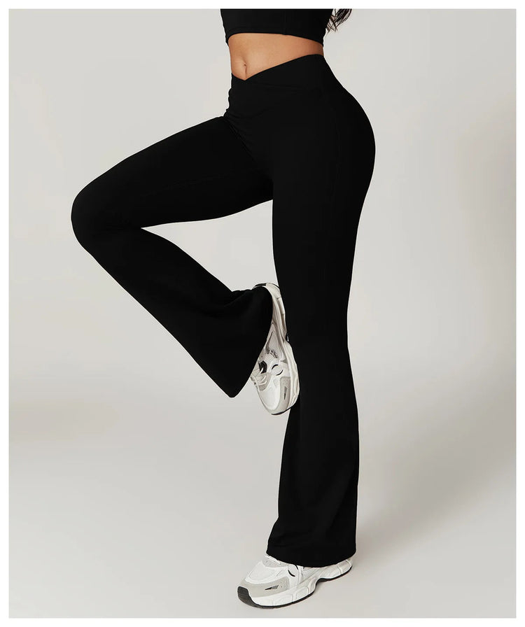 Flare Leggings Yoga Pants Women Bell-bottoms Yoga Tights High Waist Fitness Pants Stretch Gym Workout Sports Push Up Leggings PlatiNum