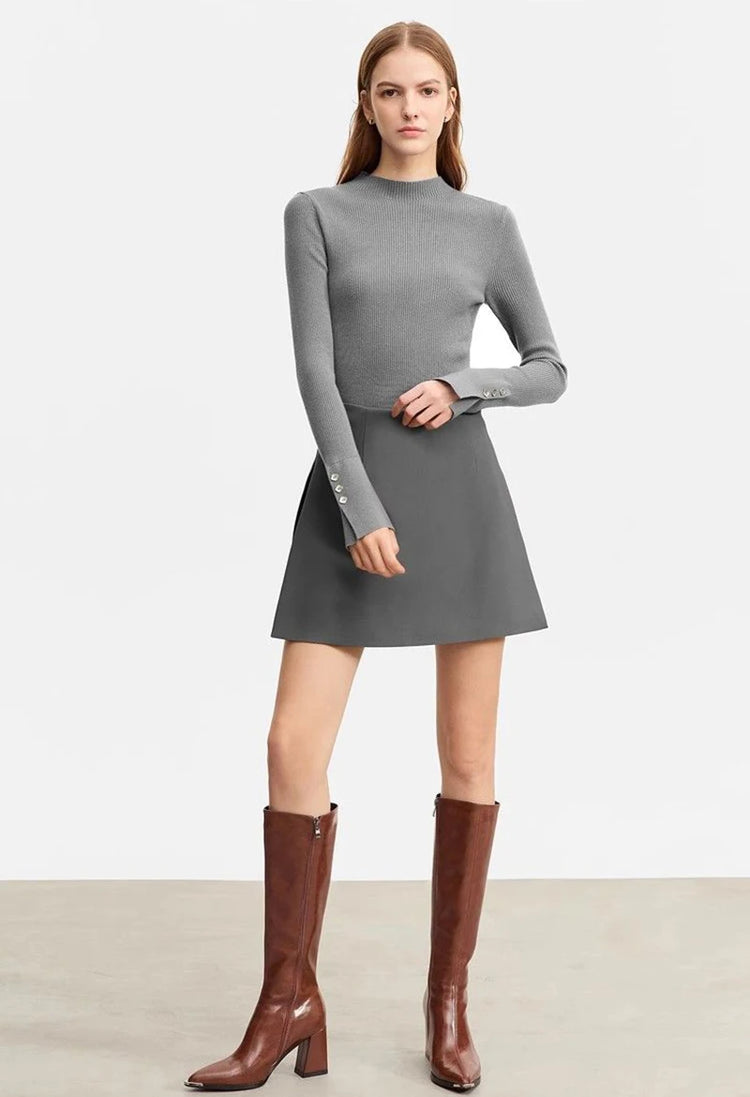 Gonne casual semplici da donna, stile coreano, a vita alta, per l'ufficio, da pendolare, a trapezio, tinta unita, abbinabili a tutto, gonne femminili