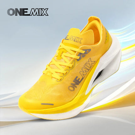 ONEMIX Nuove Scarpe da Corsa Professionali Marathon con Piastra in Carbonio a Tutta Lunghezza, Supporto Stabile e Assorbimento degli Urti, Ultra Leggere PlatiNum
