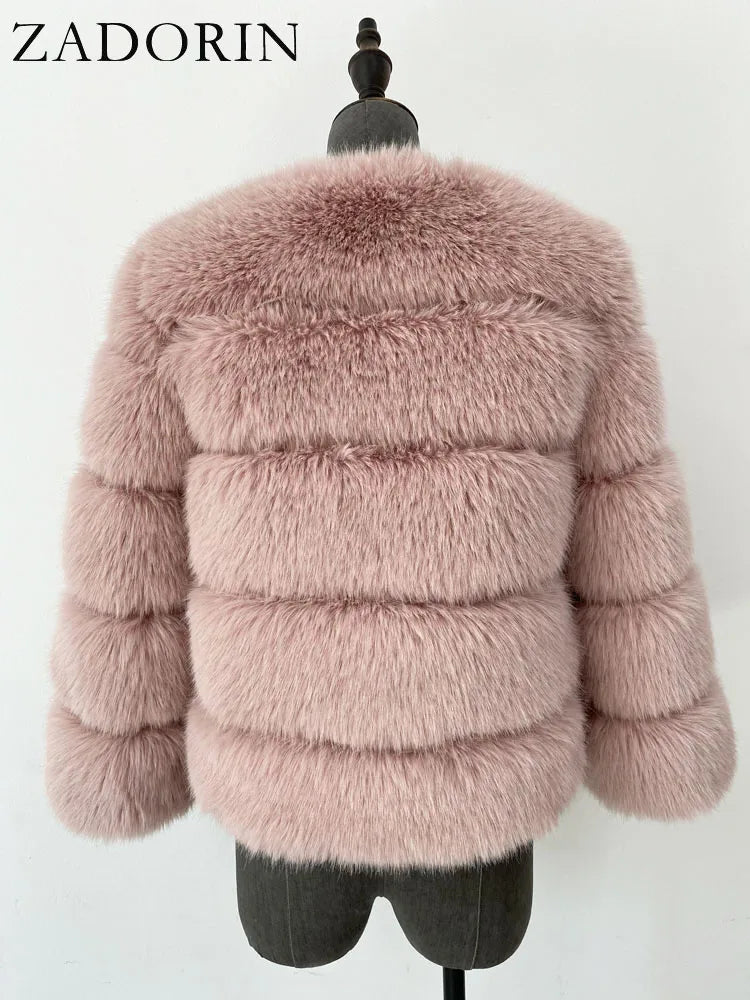 ZADORIN Children Faux Fox Fur Coat Winter Fashion Long Sleeve Warm Kids Fur Coats Outerwears Fake Fur Jacket Children Clothes