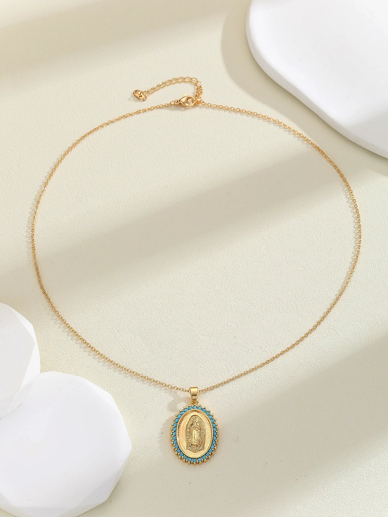 YYD Collana con ciondolo jesu in zirconi color rame alla moda per gioielli da donna, regalo, catena in acciaio inossidabile impermeabile