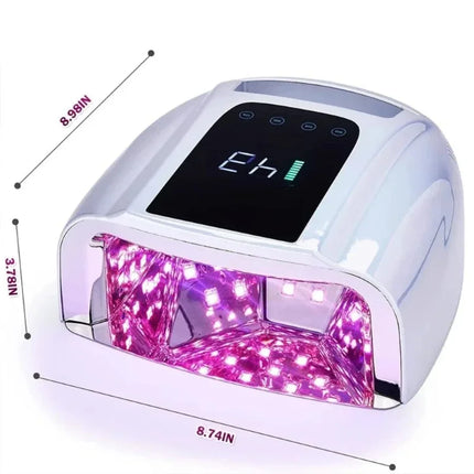 96W Wireless UV LED Nail Dryer, Rechargeable Nail Lamp with Metal Base, Portable Cordless Manicure Curing Light for Gel Polish