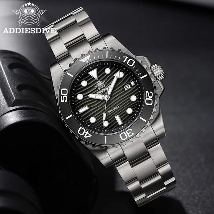 ADDIESDIVE Luxury Men's Quartz Watch Japan 2115 Stainless Steel Diving Luminous Watches 200m Waterproof High-End Wristwatch New