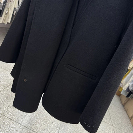 Scarf Collar 100%Wool Coat Women, Korean Fashion Elegant Outerwear, Loose Autumn Winter Jacket