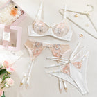 Krasapt Luxury Floral Embroidery Lingerie 2Pcs Sets Sensual Mesh See Through Bra And Panty Garter Erotic Suits Delicate Bilizna