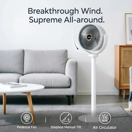 Ventilatore da scrivania verticale 3 in 1, ventilatore silenzioso a 5 velocità per la circolazione dell'aria in tutta la stanza, vento forte e bassa rumorosità, ideale per la casa, il letto