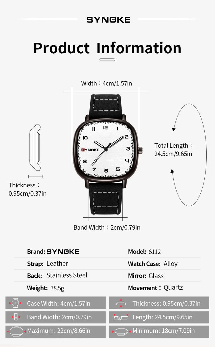 SYNOKE orologio al quarzo da uomo Fashion Simple Business Belt orologio al quarzo per uomo orologio da polso per studenti sport Non meccanico platinumshop