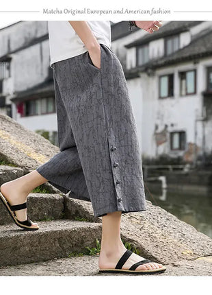 Pantaloni da samurai giapponesi Kimono da uomo Pantaloni casual in cotone retrò da uomo Pantaloni larghi casual Hip Hop Harajuku di alta qualità da uomo
