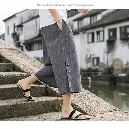 Pantaloni da samurai giapponesi Kimono da uomo Pantaloni casual in cotone retrò da uomo Pantaloni larghi casual Hip Hop Harajuku di alta qualità da uomo