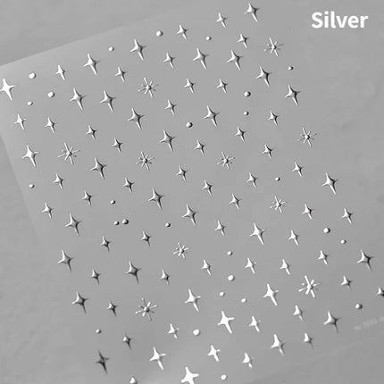 Punk Glitter Powder Blue Pink Star Charm Laser Silver Gold Starlight Rhinestones Moon DIY Nail Art Stickers Manicure Tool Decals