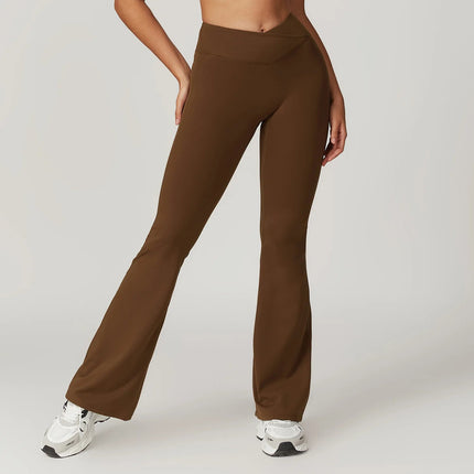 Flare Leggings Yoga Pants Women Bell-bottoms Yoga Tights High Waist Fitness Pants Stretch Gym Workout Sports Push Up Leggings PlatiNum