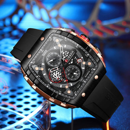 CURREN Orologio da uomo alla moda, marchio unico, design quadrato, lusso, nastro sportivo al quarzo, orologi da uomo impermeabili platinumshop