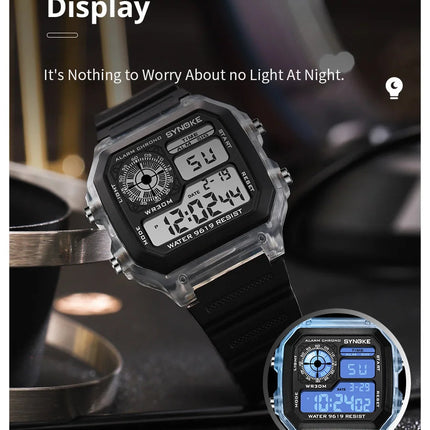 SYNOKE Digital Watches uomo sport luminoso multifunzione impermeabile orologio da polso da donna all'aperto e in esecuzione studente sette luci platinumshop