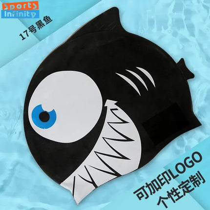 Cuffia da nuoto per bambini Cuffia da nuoto impermeabile per cartoni animati per ragazzi e ragazze Cuffia da nuoto universale in silicone morbido a forma di pesce