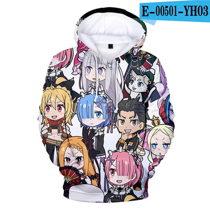 Harajuku Hip Hop Comfortable Re ZERO Rem Ram 3D print Hoodies Sweatshirts Men/Women Sweatshirt Adult/Child Casual Pullovers