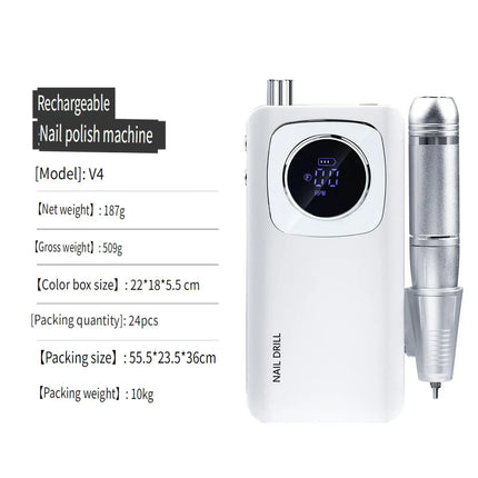 Wireless Portable Rechargeable Electric Nail Polishing Machine New Cordless Nail Surface Polisher Gel Nail Remover Professional Home Salon Manicure Pedicure Care Tool For DIY Nail Art Design