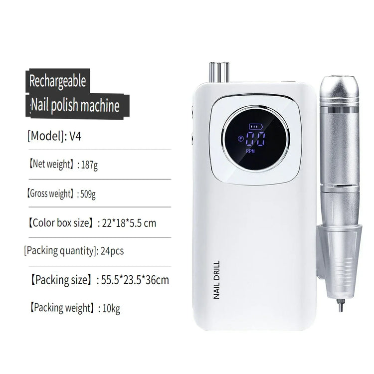 Wireless Portable Rechargeable Electric Nail Polishing Machine New Cordless Nail Surface Polisher Gel Nail Remover Professional Home Salon Manicure Pedicure Care Tool For DIY Nail Art Design