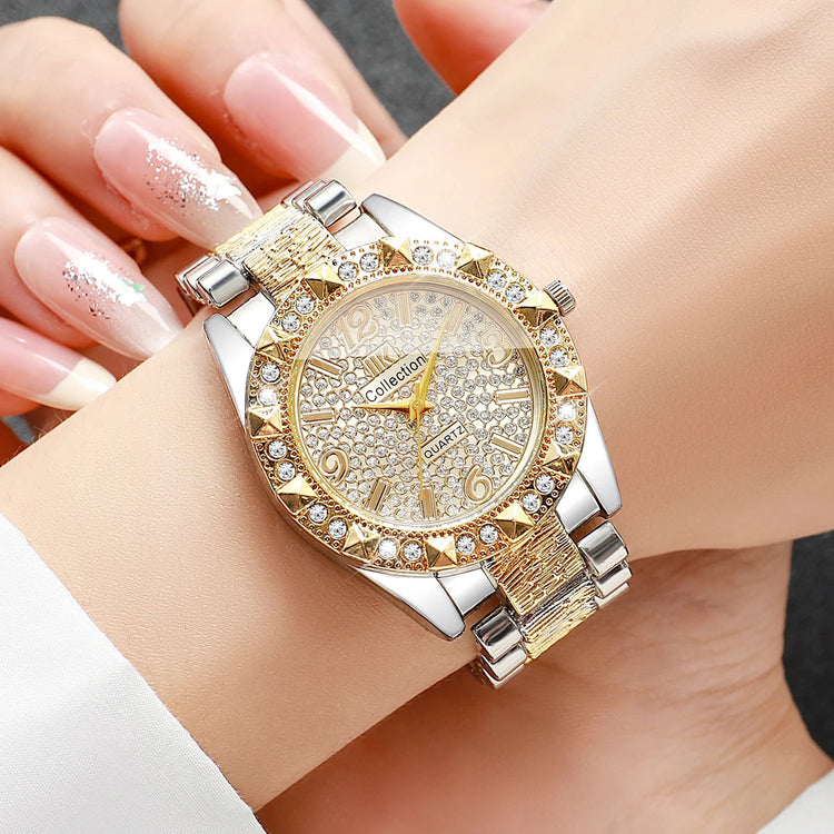 Orologi da donna con diamanti di lusso Orologio da polso al quarzo da donna con quadrante arabo alla moda Reloj Mujer Orologio da ragazza regalo (senza scatola) platinumshop