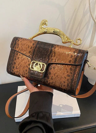 New Ladies Metal Buckle Simple Fashion Shoulder Bag Party Commuting Bag Women Luxury Brand Design PU Leather Bag PlatiNum
