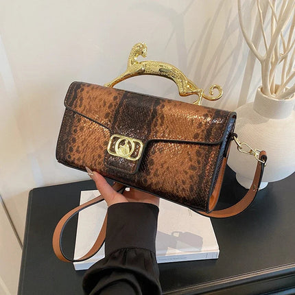 New Ladies Metal Buckle Simple Fashion Shoulder Bag Party Commuting Bag Women Luxury Brand Design PU Leather Bag PlatiNum
