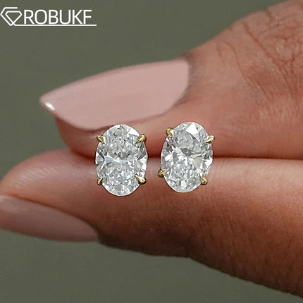 1-4ct Oval Cut Moissanite Stud Earring for Women Men D Color Sparkling Diamond 925 Sterling Silver Ear Studs Party Jewelry Gifts PlatiNum