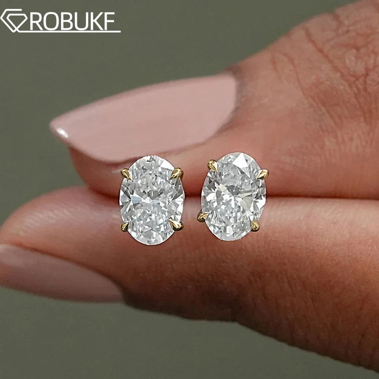 1-4ct Oval Cut Moissanite Stud Earring for Women Men D Color Sparkling Diamond 925 Sterling Silver Ear Studs Party Jewelry Gifts PlatiNum