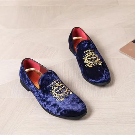 Scarpe in pelle scamosciata di lusso Scarpe da uomo di grandi dimensioni Scarpe da sposa firmate Mocassini ricamati Scarpe da festa piatte da uomo Oxford di alta qualità