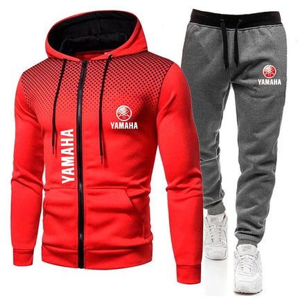 The popular Yamaha logo two-piece men's sportswear for 2025, running clothes, sportswear, hooded sweatshirt, zipper sweatshirt, PlatiNum