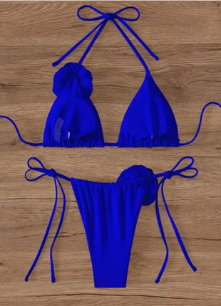 Costume da Bagno Sexy con Fiori e Fascia, Bikini a Perizoma 2025, Costumi da Bagno Donna con Lacci, Set Bikini Brasiliano, Biquini Mujer platinumshop