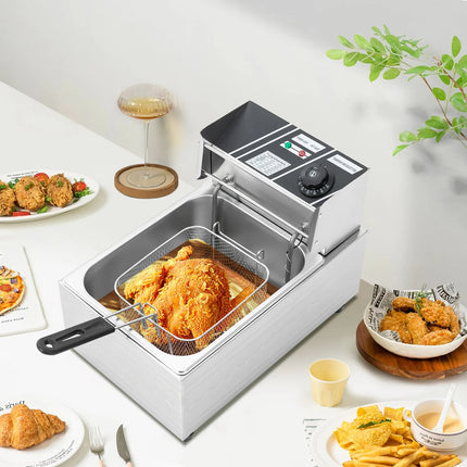 EF-81 220V 2500W Euro Plug 6L Singolo Cilindro Forno per Alimenti Commerciale Friggitrice Per Fare Patatine Pollo Fritto Pollo