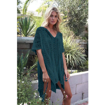 Abito scollato in maglia senza bikini, maniche lunghe girocollo trasparente abito copricostume all'uncinetto, costumi da bagno e abbigliamento da donna platinumshop