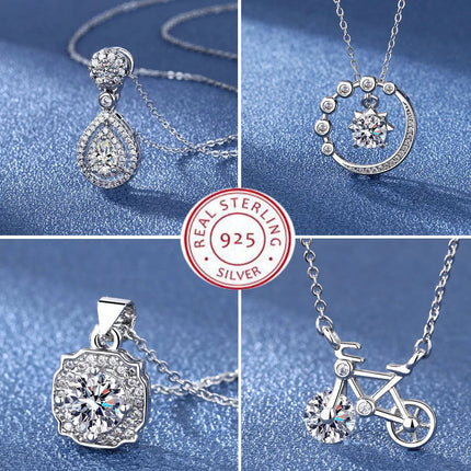 925 Sterling Silver Necklace For Women Round Pendent Sparkling Pave CZ Necklace Fashion Anniversary Birthday Jewelry Gifts N325 PlatiNum