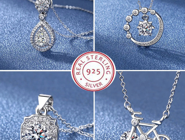 925 Sterling Silver Necklace For Women Round Pendent Sparkling Pave CZ Necklace Fashion Anniversary Birthday Jewelry Gifts N325 PlatiNum