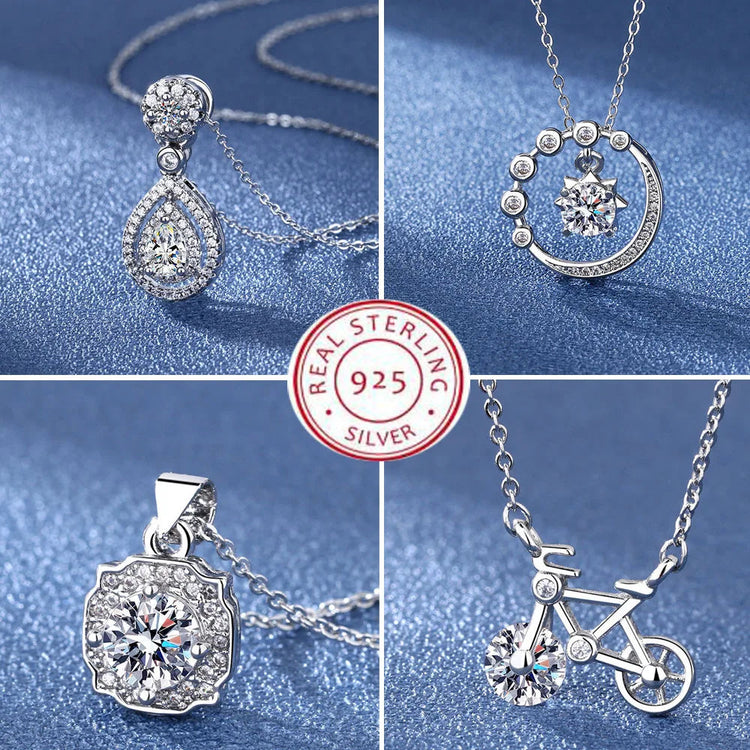 925 Sterling Silver Necklace For Women Round Pendent Sparkling Pave CZ Necklace Fashion Anniversary Birthday Jewelry Gifts N325 PlatiNum