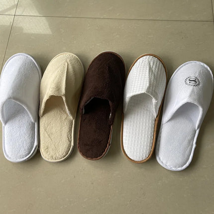 5 pairs/lot men women disposable hotel slippers guest cotton slides home travel SPA slipper hospitality cheap indoor slip-on
