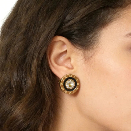 Orecchini a bottone con numeri romani in acciaio inossidabile 316, rotondi, brillanti, con zirconi AAA, diametro 12 mm, per donna, gioielli di marca di alta qualità platinumshop