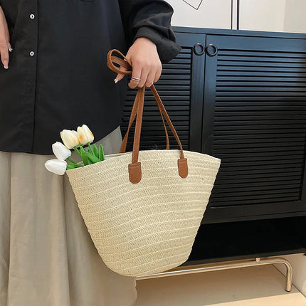 Women's Large Capacity Crossbody Bag Summer Woven Straw Bag Fashion Female Luxury Designer Beach Bag Bali Shopper Bag