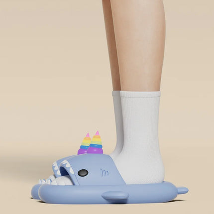 Cute Shark Slippers for Women & Men Summer Platform Night Glow-in-the-Dark Indoor Beach Slides Home Street Wear DIY Accessory