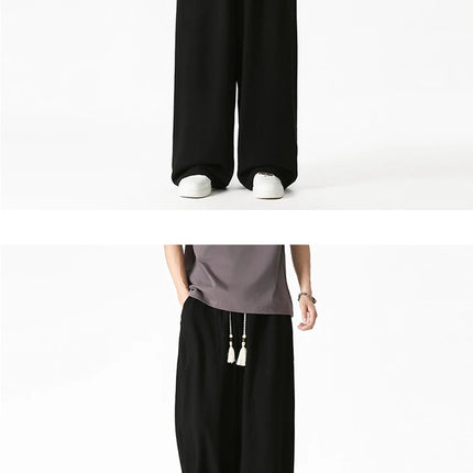 Nuovi pantaloni da uomo Casual comodi pantaloni a gamba larga pantaloni Harun larghi alla moda pantaloni sportivi con coulisse lanterna da uomo taglie forti