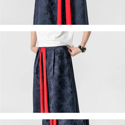 Pantaloni da uomo Kimono allentato Samurai Pantaloni con stampa floreale scura Stile giapponese Pantaloni larghi casual alla moda comodi Taglie forti 3XL